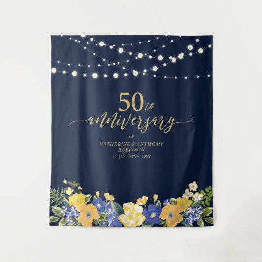 String Lights & Blume 50. Hochzeitstag T Wandteppich (Vorderseite)