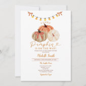 String Lights Bow Fall Kürbis Babydusche Einladung (Vorderseite)