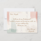 String Lights, Brush Stroke, Floral Bridesmaid Car Einladung (Rückseite)