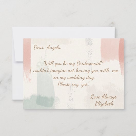 String Lights, Brush Stroke, Floral Bridesmaid Car Einladung (Rückseite)