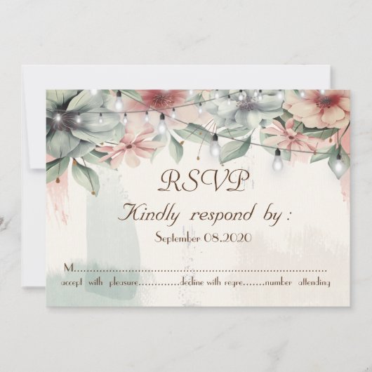 String Lights, Brush Stroke, floral UAWG Einladung (Vorderseite)