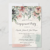 String Lights, Brush Stroke, floral Verlobung Einladung (Vorderseite)