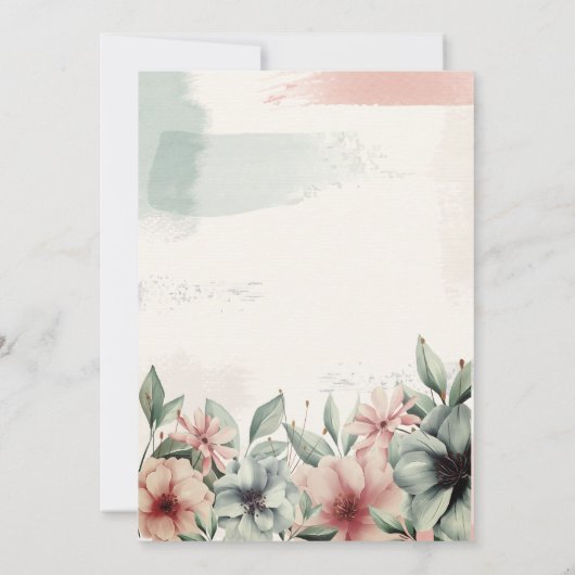 String Lights, Brush Stroke, floral Verlobung Einladung (Rückseite)