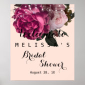 String Lights Burgundy Blume Brautparty Poster (Vorne)