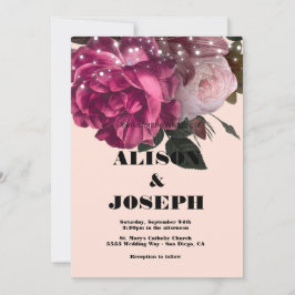 String Lights Burgundy Blume Einladung Hochzeit