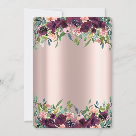 String Lights Burgundy Blume Rose Quinceañera Einladung (Rückseite)