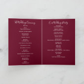 String Lights Burgundy Elegante Script Wedding Programm (Innenseite)