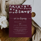 String Lights Burgundy Elopement Empfang Einladung