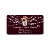 String Lights Burgundy Label Adressaufkleber (Vorne)