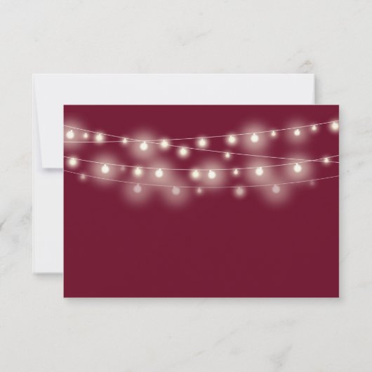 String Lights Burgundy Script Auswahl RSVP Karte (Rückseite)