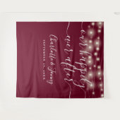 String Lights Burgundy Wedding Foto Background Wandteppich (Vorderseite (Horizontal))