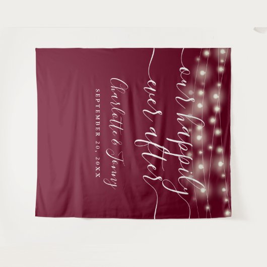 String Lights Burgundy Wedding Foto Background Wandteppich (Vorderseite (Horizontal))