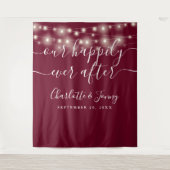 String Lights Burgundy Wedding Foto Background Wandteppich (Vorderseite)
