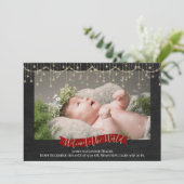 String Lights Chalkboard Foto Geburtserklärung Ankündigung (Stehend Vorderseite)