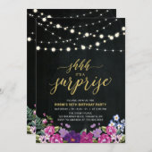 String Lights & Chalkboard Überraschung Geburtstag Einladung (Vorne/Hinten)