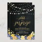 String Lights & Chalkboard Überraschung Geburtstag Einladung (Vorne/Hinten)