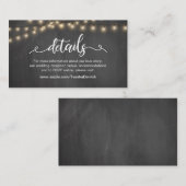 String lights, Chalkboard, weiß, Hochzeitdetails Begleitkarte (Vorne/Hinten)