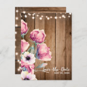 String Lights & Country Blume Save the Date Ankündigungspostkarte (Vorne/Hinten)