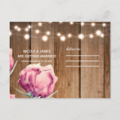 String Lights & Country Blume Save the Date Ankündigungspostkarte (Rückseite)