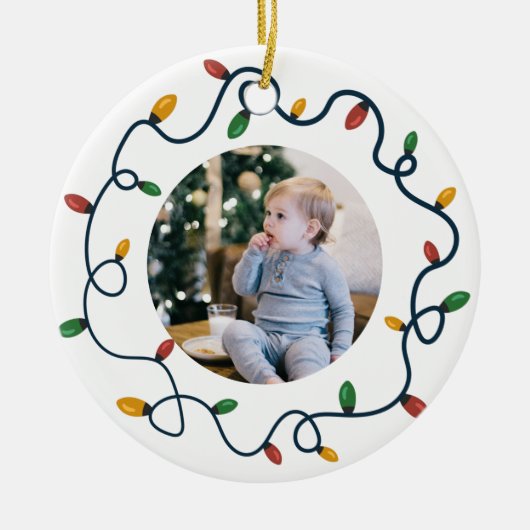 String Lights Custom Foto Baby 1. Weihnachten Keramik Ornament (Vorne)