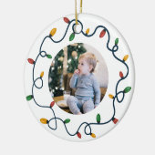 String Lights Custom Foto Baby 1. Weihnachten Keramik Ornament (Links)