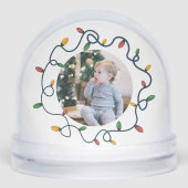 String Lights Custom Photo Baby 1st Christmas Schneekugeln (Vorderseite)