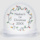 String Lights Custom Photo Baby 1st Christmas Schneekugeln (Rückseite)