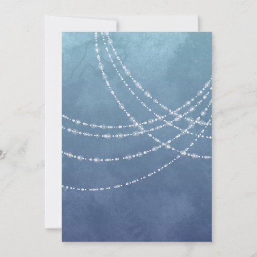 String Lights Dusty Blue Brautparty Einladung (Rückseite)