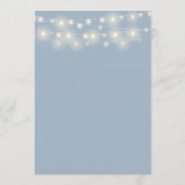 String Lights Dusty Blue Floral Wedding Menükarte (Rückseite)
