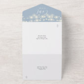String Lights Dusty Blue Script QR Code Wedding All In One Einladung (Außenbereich)