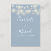 String Lights Dusty Blue Wedding Details Begleitkarte (Rückseite)