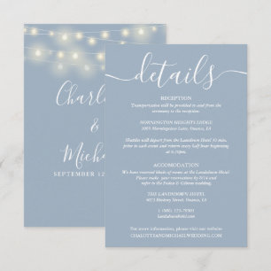 String Lights Dusty Blue Wedding Details Begleitkarte
