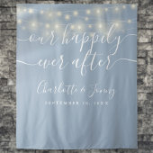 String Lights Dusty Blue Wedding Foto Background Wandteppich