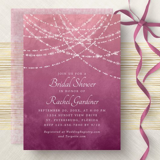 String Lights Dusty Rose Pink Brautparty Einladung