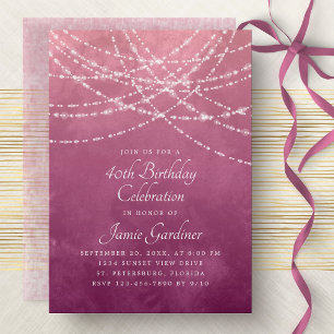 String Lights Dusty Rose Rosa Geburtstag Einladung