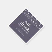 String Lights Eat Drink Wir sind Verheiratet Hochz Serviette (Ecke)