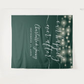 String Lights Emerald Green Wedding Foto Backgroun Wandteppich (Vorderseite (Horizontal))