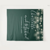 String Lights Emerald Green Wedding Foto Backgroun Wandteppich (Vorderseite (Horizontal))