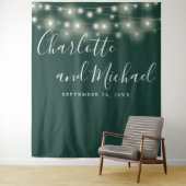 String Lights Emerald Green Wedding Foto Backgroun Wandteppich (Beispiel)