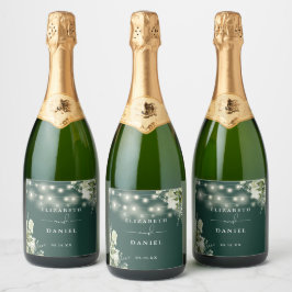 String Lights Emerald Greenery Blumenzange Schaumweinetikett