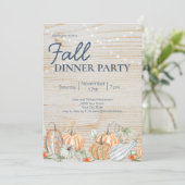 String Lights Fall Dinner Partys Pumpkin Einladung (Stehend Vorderseite)