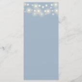 String Lights Floral Dusty Blue Wedding Menükarte (Rückseite)