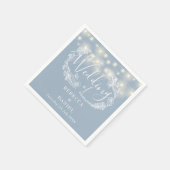 String Lights Floral Dusty Blue Wedding Serviette (Ecke)