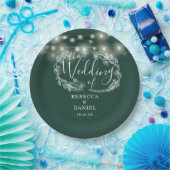 String Lights Floral Emerald Green Wedding Pappteller (Party)