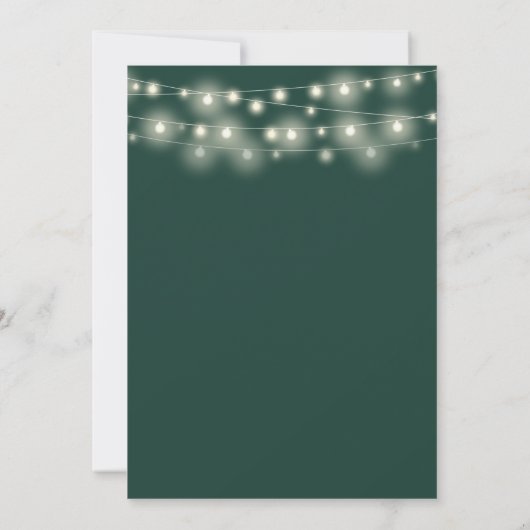 String Lights Floral Emerald Green Wedding Save The Date (Rückseite)
