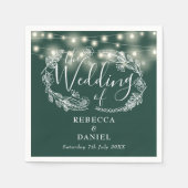 String Lights Floral Emerald Green Wedding Serviette (Vorderseite)