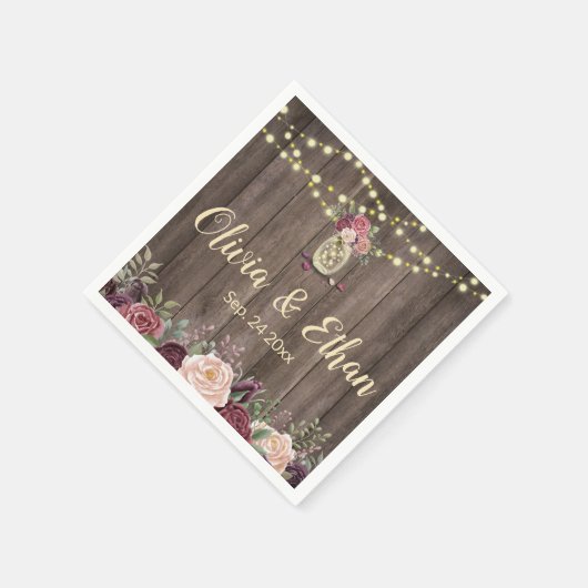 String Lights Floral Mason Jar Serviette (Ecke)