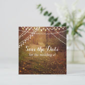String Lights, Forest Path Save the Date Card (Stehend Vorderseite)