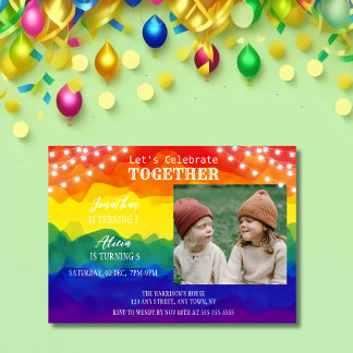String Lights Foto Colorful Joint Geburtstag Einladung