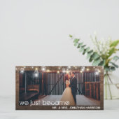 String Lights Foto nur verheiratet Einladung (Stehend Vorderseite)